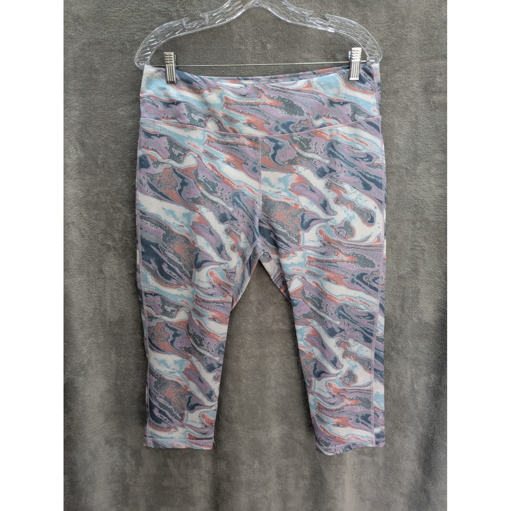 Tie Dye Leggings‎ Women's Large Marble Stretch Compression Crop Athleisure